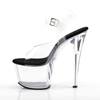 Pleaser - SKY308 Sandale à bride à la cheville, Pole dance chaussures - Chaussures de pole dance - Noir/Transparent Product image